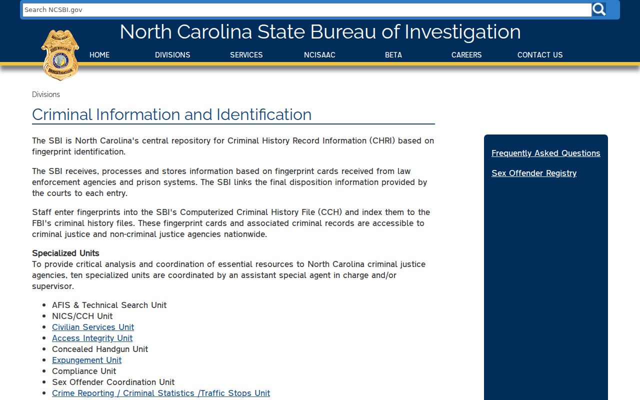 Graham County criminal history and North Carolina SBI repository