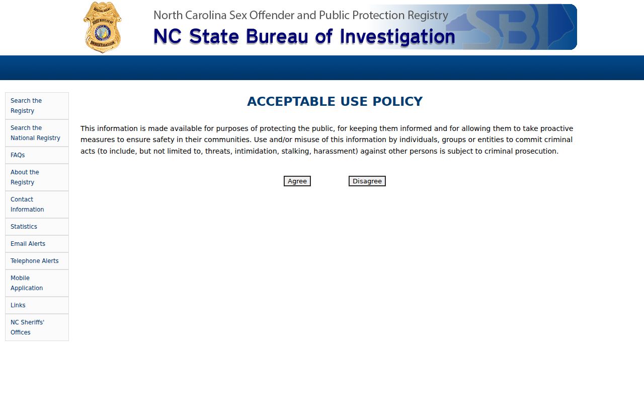Graham County sex offender registry acceptable-use gateway